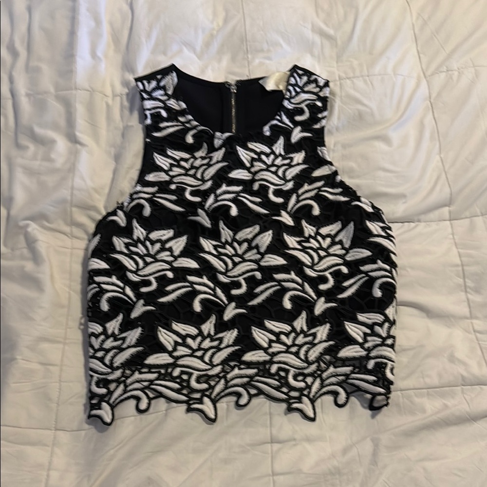 J.O.A. Black and White Embellished Boxy Tank Top (Runs Small)